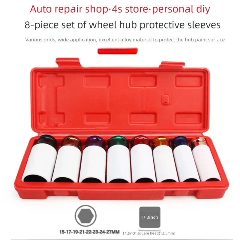 Extra Long Pneumatic Impact Wrench Socket with Protective Sleeve  Anti Scratch Hex Socket for Tire Lug Nuts