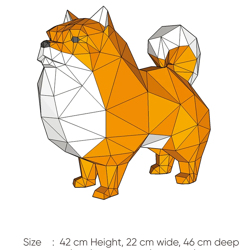 포메라니안 강아지 종이 모델, 애완 동물, 집 장식, 방, 책상 장식, 종이 공예, 종이 종이 접기, 3D DIY 수제 장난감