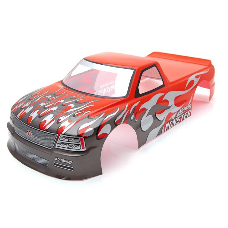 for 1/10 RC Car Venom T-10 PVC Painted Body Shell 1/10 RC Car Pick Up Truck Width 205Mm Wheelbase 255Mm,Red