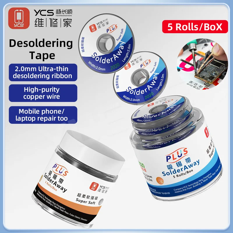 YCS PLUS 2015/PLUS 2020 2.0 مللي متر فائق النعومة ديسولديرينغ الشريط مزيل الفتيل بغا سلك لحام القصدير الرصاص الحبل تدفق جديلة الشريط إصلاح #2