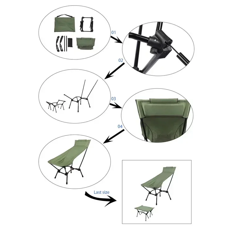 Top Grade Oversized Camp Chair Folding Outdoor Camping Chair Heavy Duty Folding Garden Sleep Beach Fishing Chair