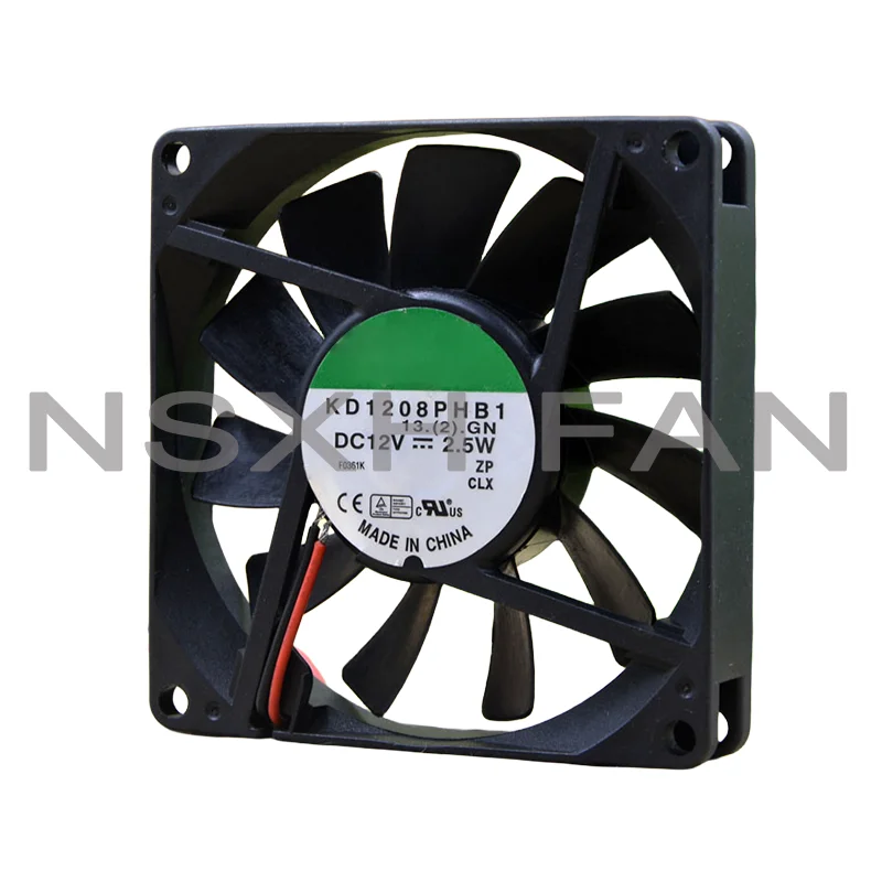 Ventilador Original de 3 Fios, KD1208PHB1, 808015mm, 12V, 2.5W, 8cm