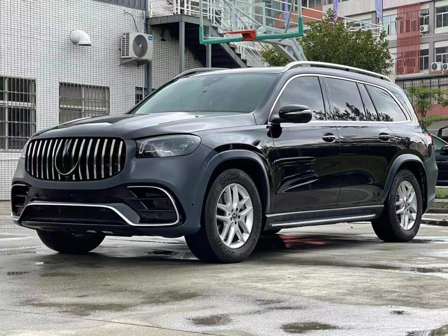 

Подходит для Mercedes-Benz 20 GLS400 GLS450, модифицированный GLS63 AMG большой объем, передняя планка, задняя планка, среднее сетчатое колесо, брови