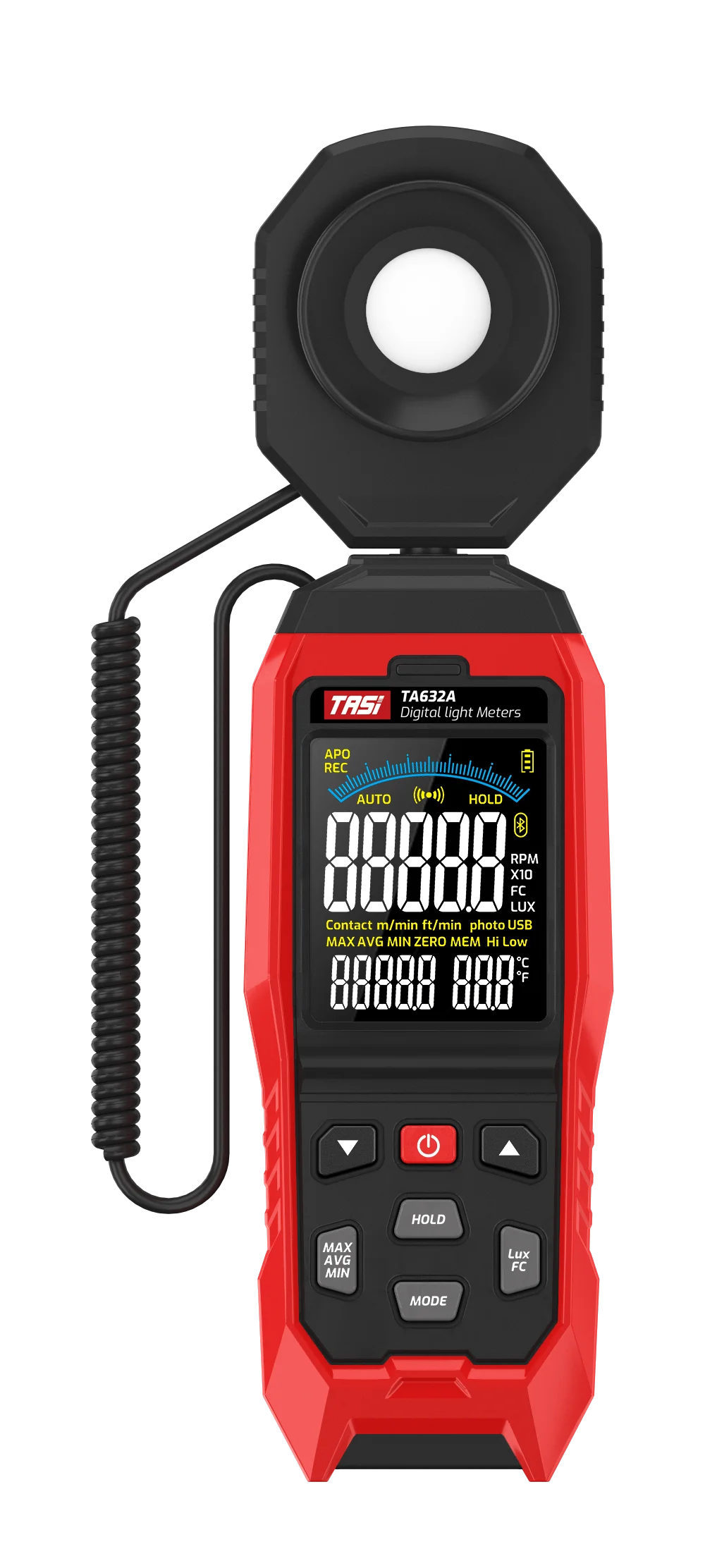 TASI TA632A TA632B CE RoHs draagbare USB-lichtmeter met flexibele sonde 200000   Lux digitale luxmeter