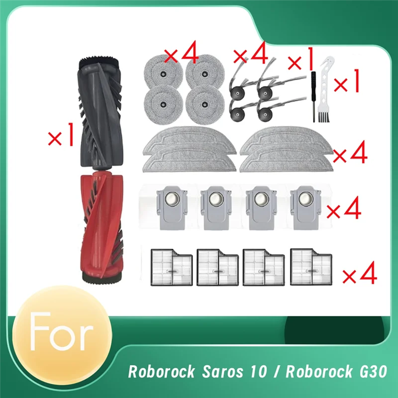 เปลี่ยนสําหรับ Roborock Saros 10/G30 Sweeper อุปกรณ์เสริมลูกกลิ้งแปรงด้านข้าง HEPA FILTER Mop Pad ฝุ่น Bag-A77G
