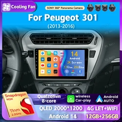 Android 14 wifi+4G Carplay Car Radio For Peugeot 301 2013 2014 2015 2016 Navigation GPS Multimedia Video Player Stereo AUTO DVD