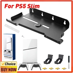 Wall Mount Bracket Storage Stand with 2 Controller Mounts Wall Hanging Stand for PS5 Slim Digital Edition and Disc Edition