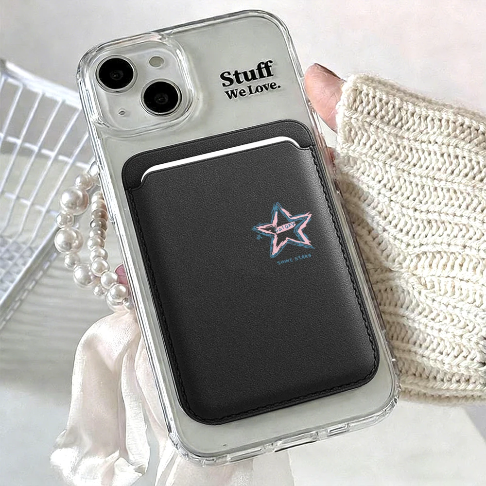 Minimalistisches Kunst-Stern-Leder-Kartenetui, Telefonkartenhalter für Magnetische Hüllen, Geeignet für alle iPhone Magsafe Karten-Handyrückseiten-Taschen – Detail 13