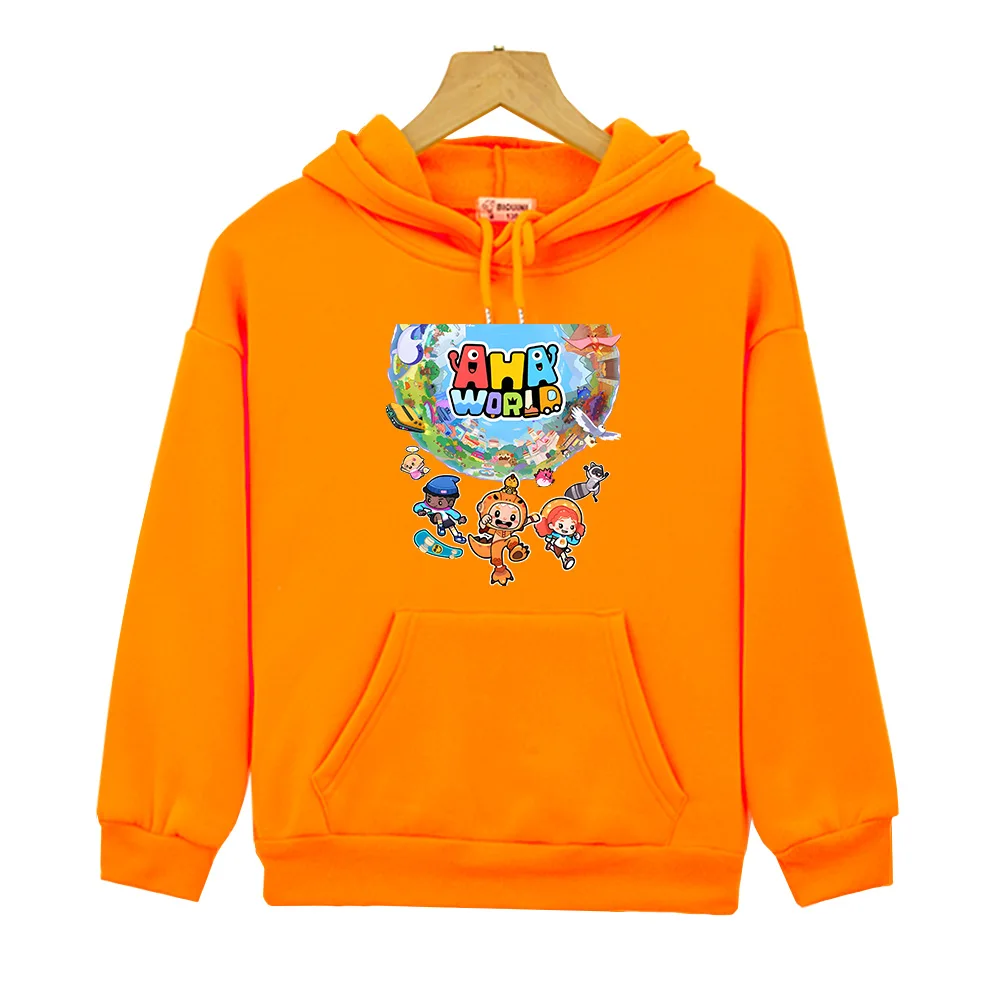 Aha World Dolls Game for Kids Hoodies Autumn Winter New Clothing Cute Boys Girls Pullovers Children Loose Windproof Sweatshirts