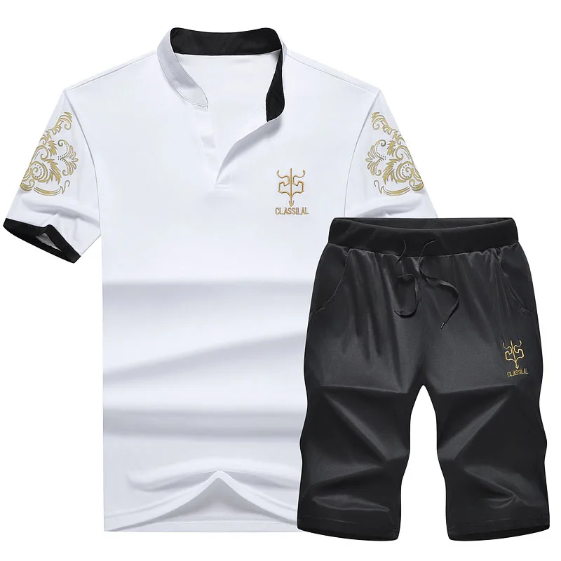 

Men's Tracksuit Casual Sport Ice Silk Set Outdoor Jogging Training Fitness T-shirt Quick Drying Breathable Short-sleeved Sets