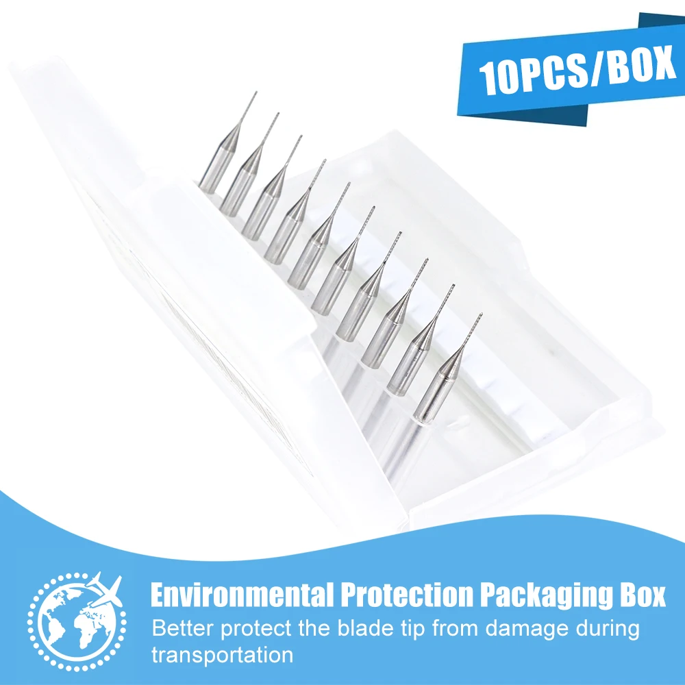 10pcs PCB Milling Cutter Set 0.8-3.175mm Corn Engraving Cutter 3.175mm Shank CNC Router Bit End Mill for PCB Machine