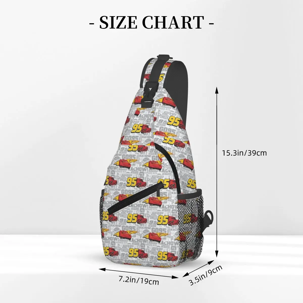 Custom Lightning McQueen 95 Racing Car Sling Crossbody Backpack Waterproof For Traveling Daypack Print Shoulder Backpack