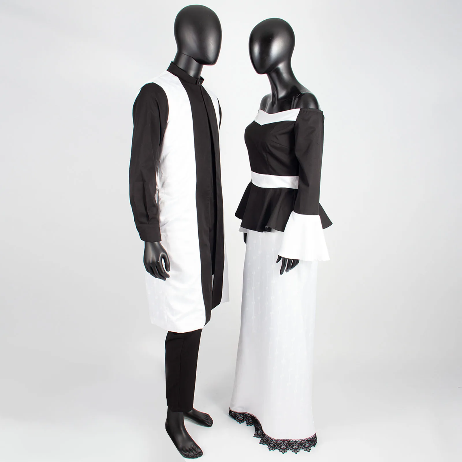 African Couple Clothes for Men Robe 3PCS Set Match Women Maxi Dresses Top and Mermaid Skirt Lover Party Wedding Wear Y22C041