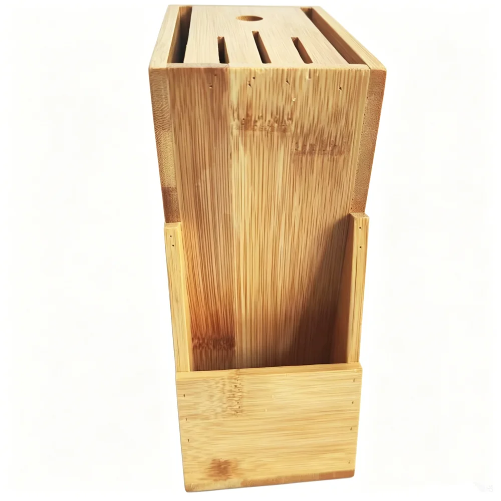 Wooden Bamboo Knife Holder Kitchen Tool Universal Knives Block Knives Block Countertop Butcher Block Knives Holder Organizer view 2