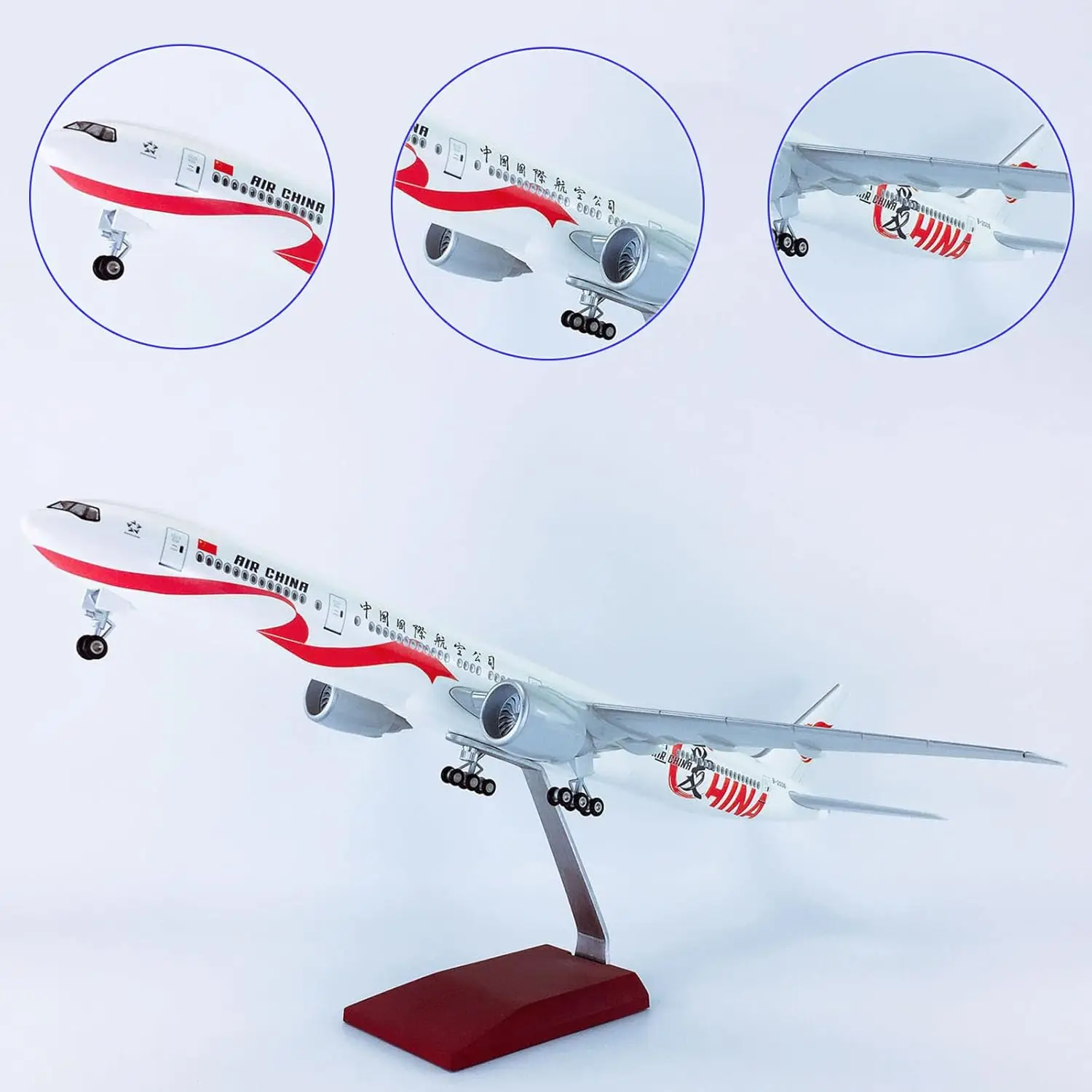 

Toy 1:157 Scale B777 Aircraft Air China Airlines Model 47cm With Light And Wheel Diecast Resin Airplane Collection Display Toys