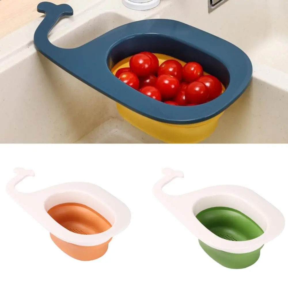 New Folding Sink Strainer Multifunctional Whale Shape Sink Drain Shelf Silicone Gadgets Accessories Waste Filter Basket