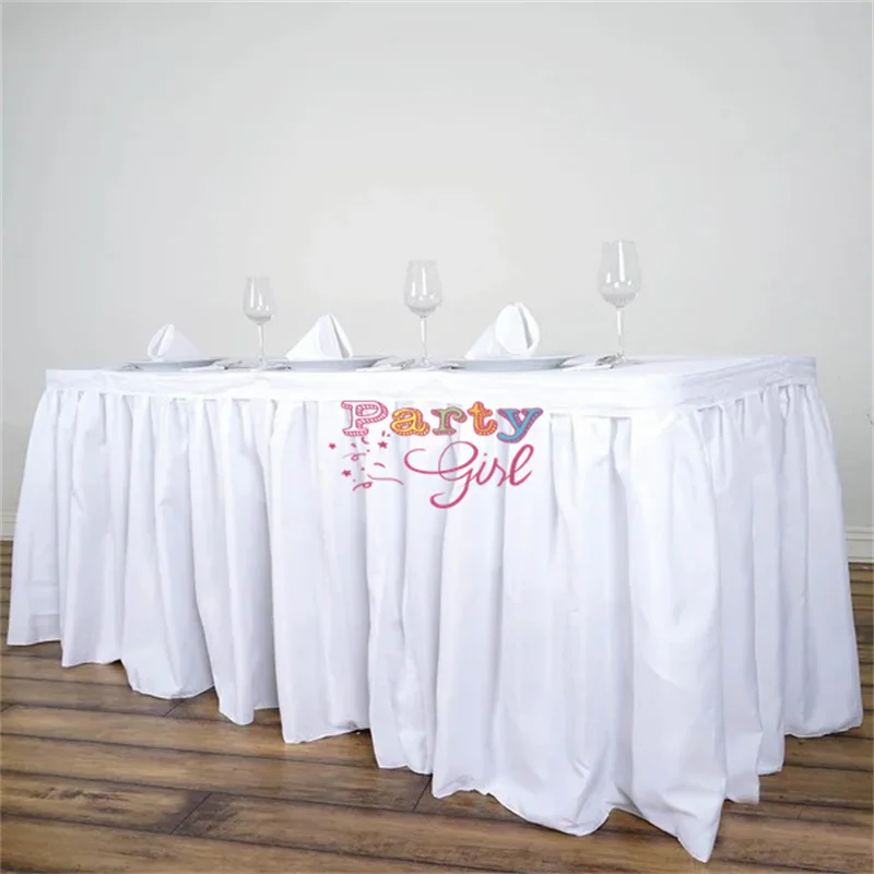 21ft Black Pleated Polyester Table Skirt Banquet Folding Table Cloth Skirting For Wedding Event Party Decoration