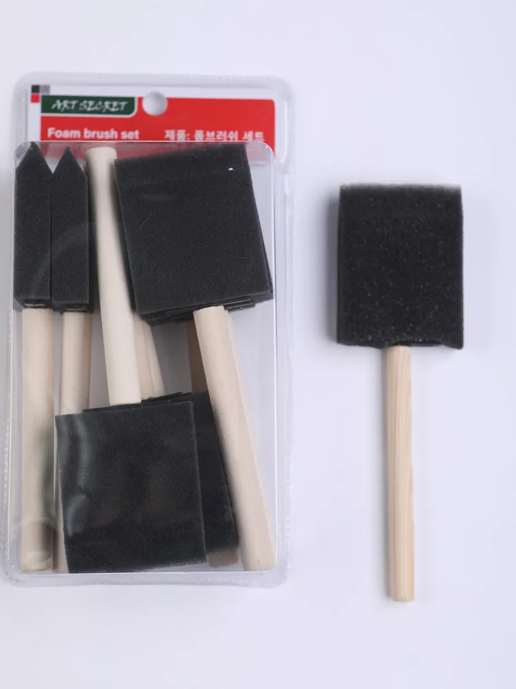 #1152 Artsecret High Grade Foam Brush Set 1'' 1.5'' 2'' Three Sizes Can Choose Sponge Brush Wooden Handle Good for Touch-Up