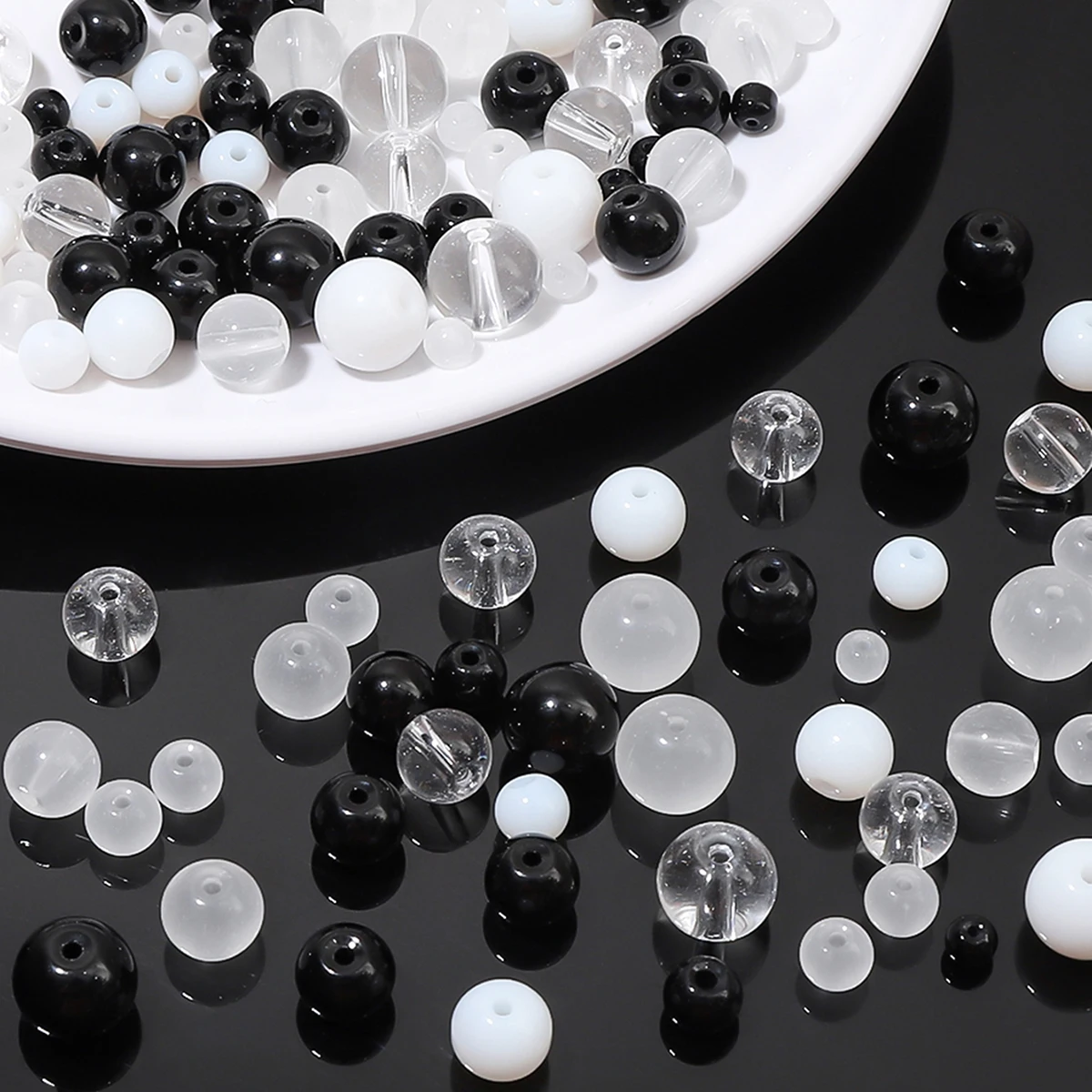 White Clear Crystal Glass Beads Smooth Round Loose Spacer Beads For Jewelry DIY Making Bracelet Accessories  4 6 8 10mm