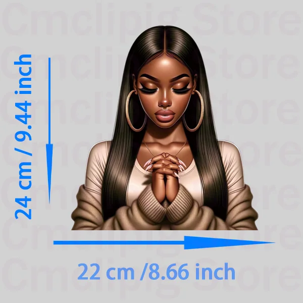 Popular Black women in Prayer printing for clothes patches heat transfer stickers DIY Sewing Decoration stripes appliques
