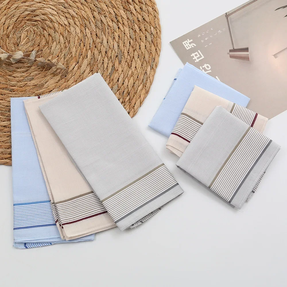 3pc Men's Cotton Handkerchief Set, Light-Colored