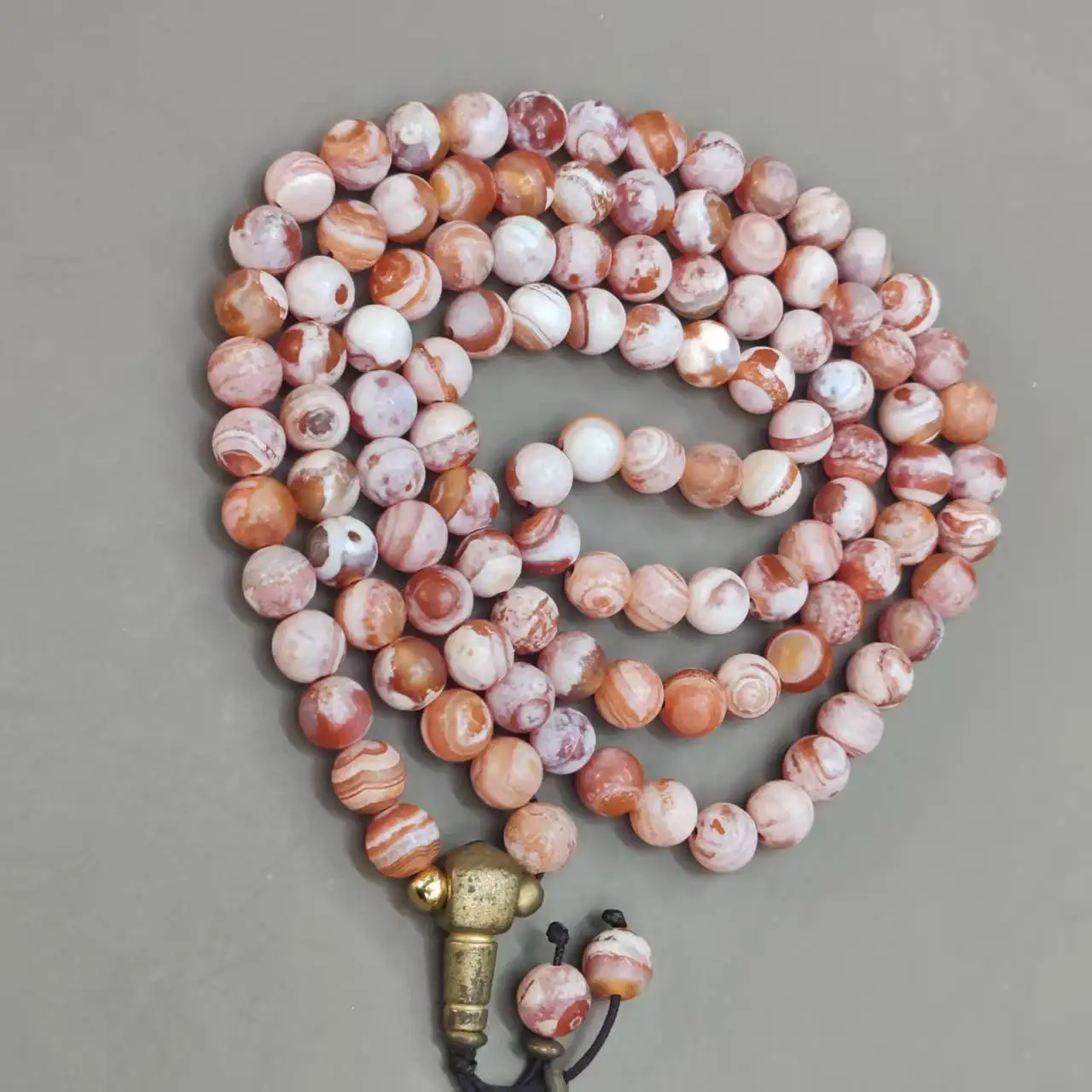 1pcs/lot Jewelry Tibetan dzi Bead 108 Piece Milk Like Matte Round Bead Necklace natural agate charms elliptical ethnic style 8mm
