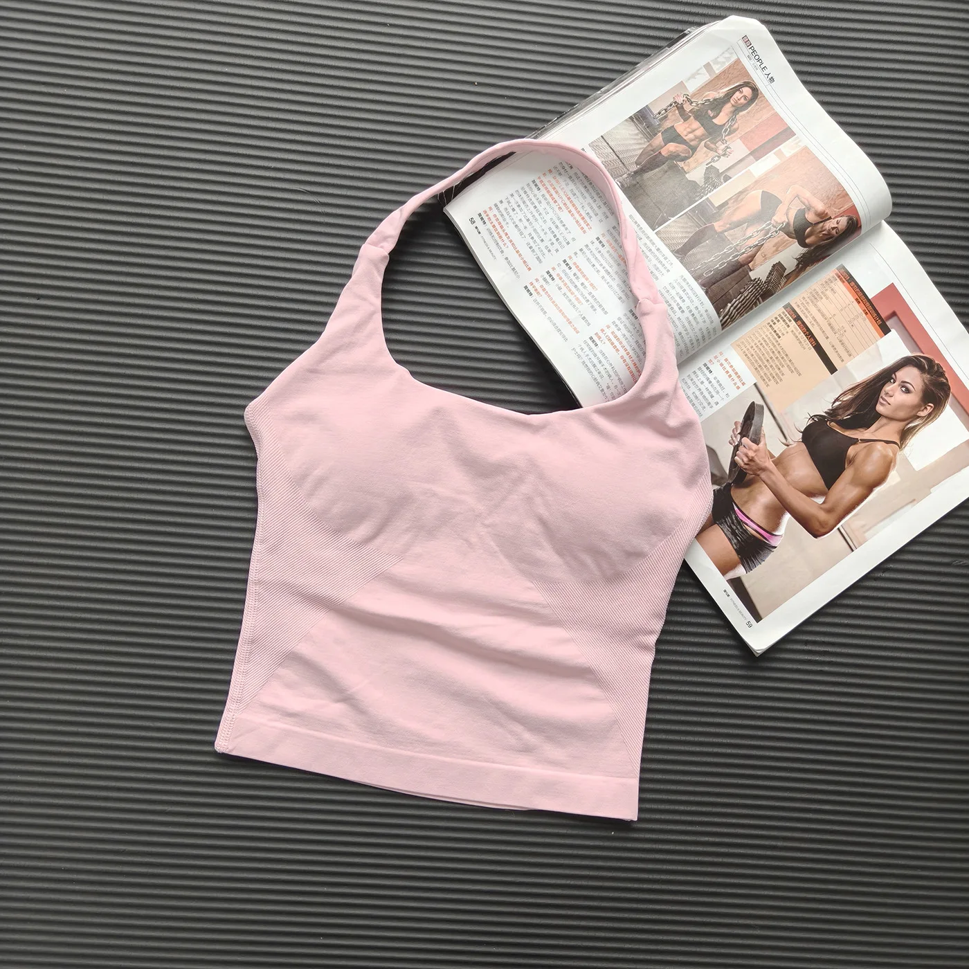 DFHKN Logo Dames Naadloze Halter Yoga Crop Top Hoge Elastische Sportbeha Fitness Workout Gym Hardlopen Ademend Activewear Tanktop