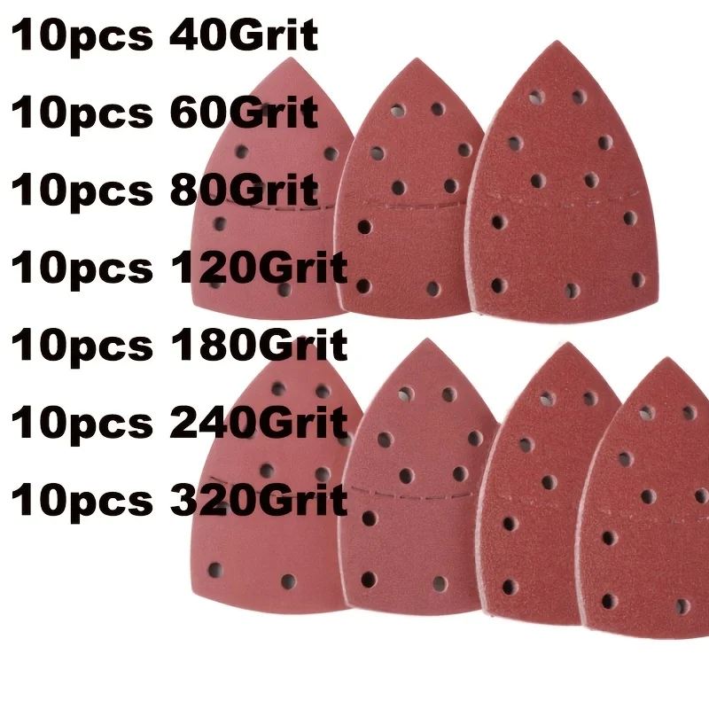

70pcs Triangle Mouse Sander Sandpaper 40-320 Grit Hook & Loop Detail Sanding Sheets for Wood Metal Polishing