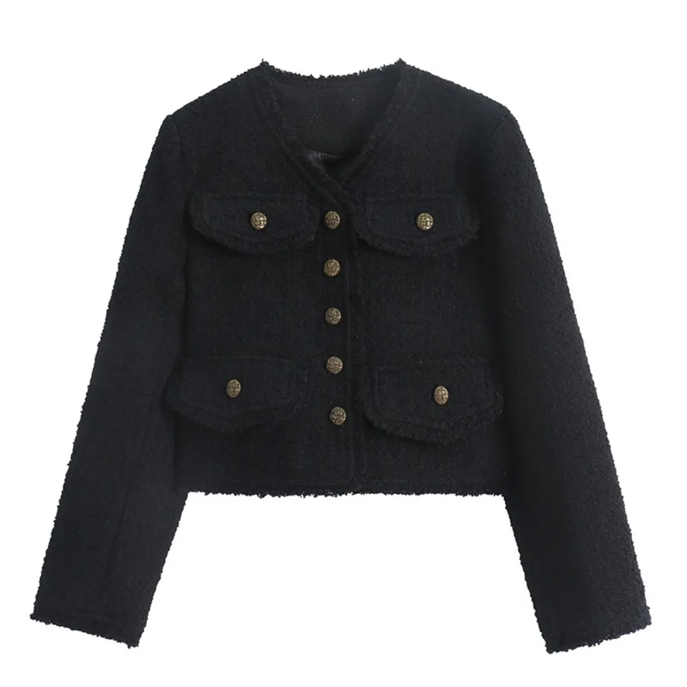 

Sweet Y2k Elegant Jacket Women Tweed Chic Vintage Coats Korean Outerwear Socialite Style Jacket Holiday