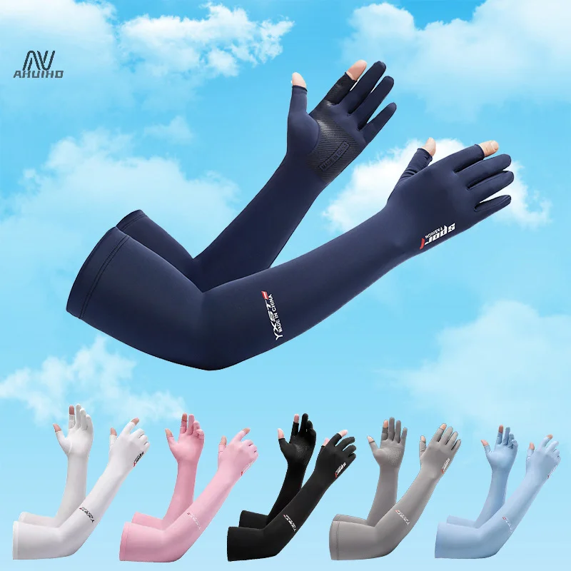 UV Solar Arm Sleeves Men Cycling Gloves Hand Long Sleeves Driving Arm Cover Summer Woman Cool Muff Sun Protection Motorcyclist