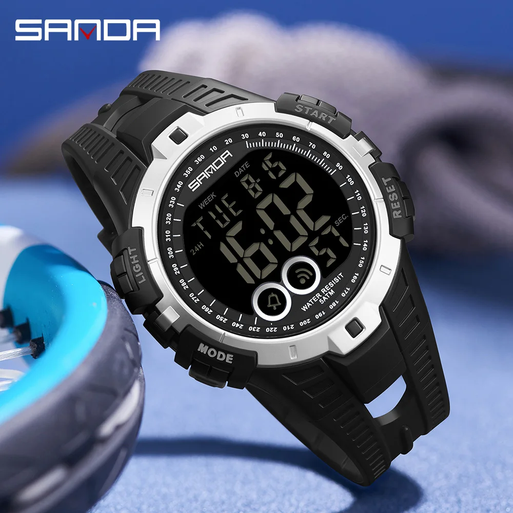 SANDA Watches for Man 2233 New Sports Chronograph Luminous Alarm Clock Silicone Strap Waterproof Man Watches Reloj Hombre