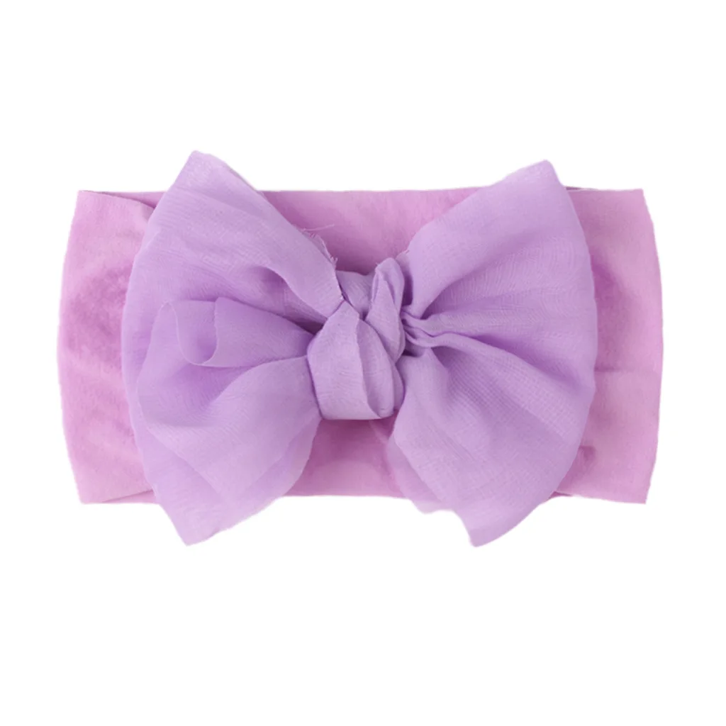 Solid Turban Nylon Headband High Elastic Bow Top Knot Headwrap for Baby Girls Toddler Hair Bands Fashion Kids Hair Accessories