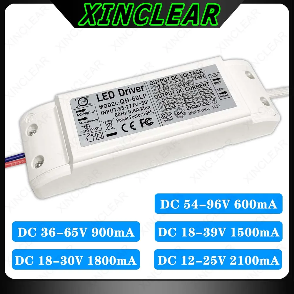 LED Driver DC18-30V 18-39V 36-65V 54-96V 2100mA 1800mA 1500mA 900mA 600mA Lighting Transformers 40W 45W 48W 50W 60W Power Supply