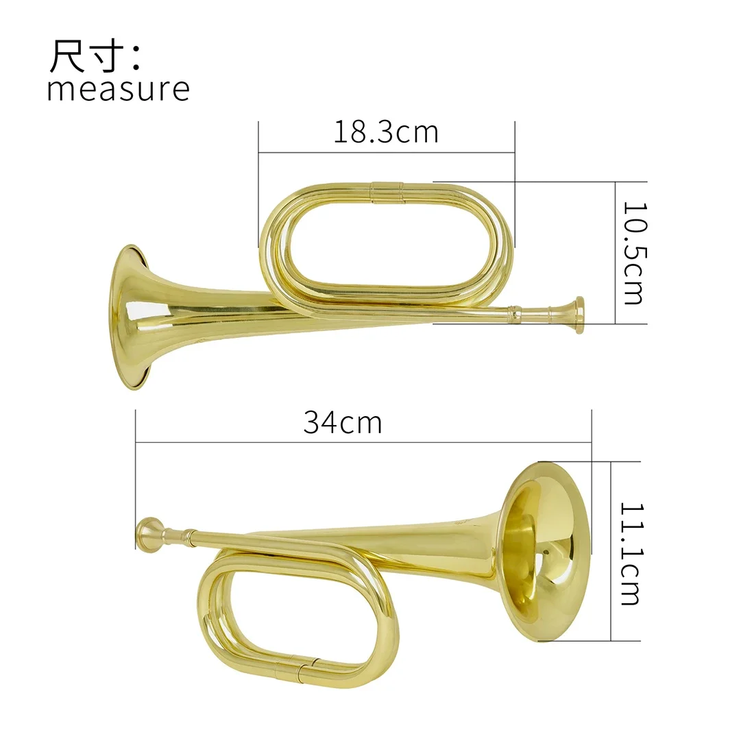 Brass Marching Bugle Trumpet for School Band Military Orchestra Cavalry Musical Instrument with Mouthpiece