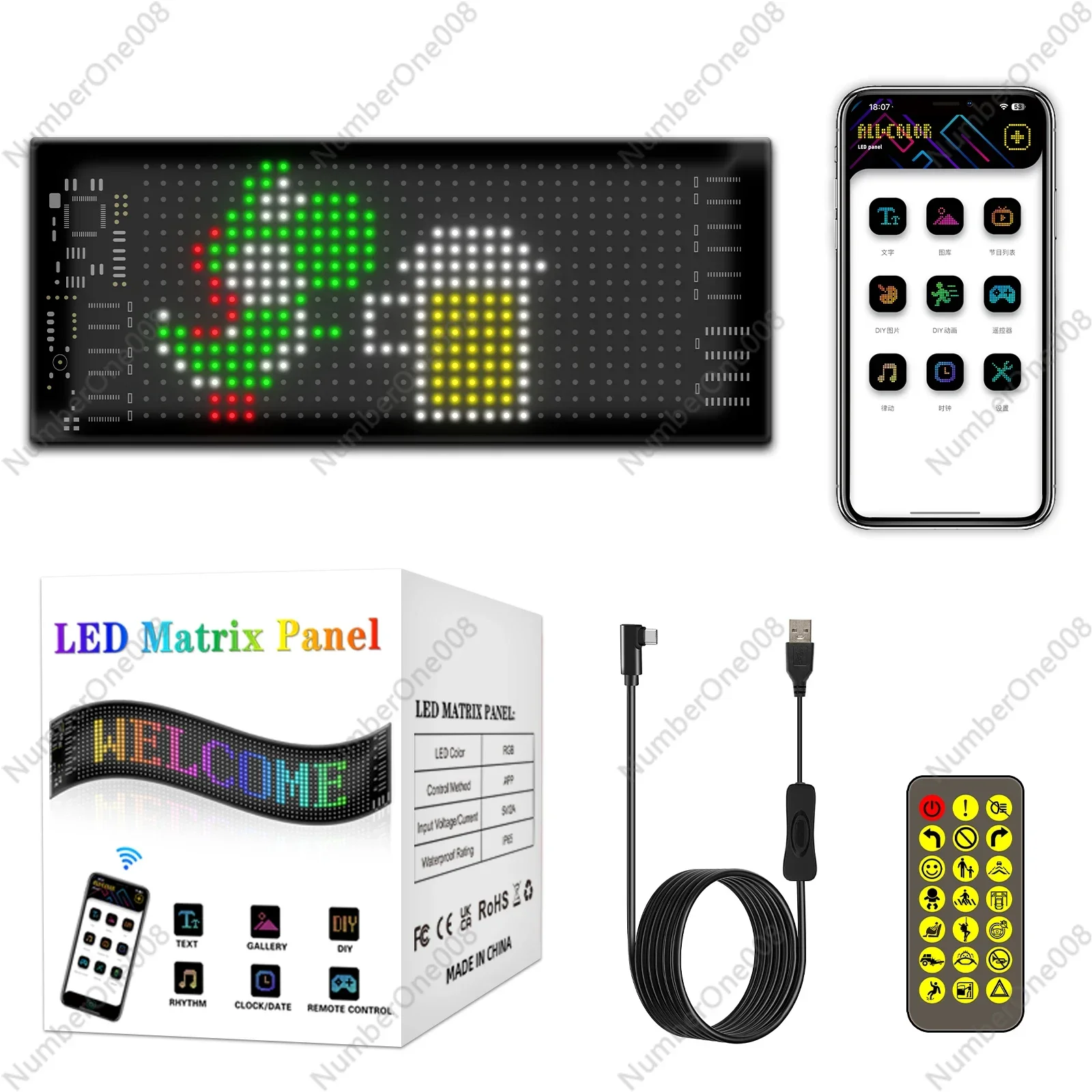 Car Smart Car Sticker Interactive Screen Car Rear Window Led Expression Screen Light Rear Windshield Led Display