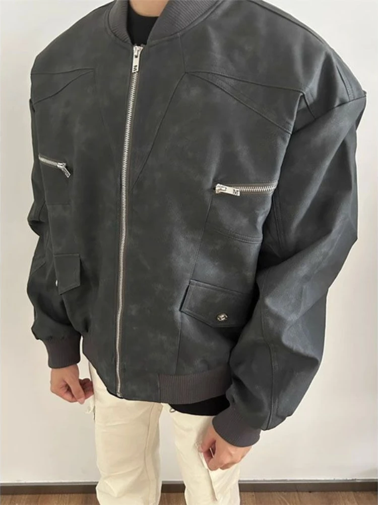 

2025 Autumn Winter Vintage American Street Retro Zipper Pockets Suede Jacket Unisex Coat​