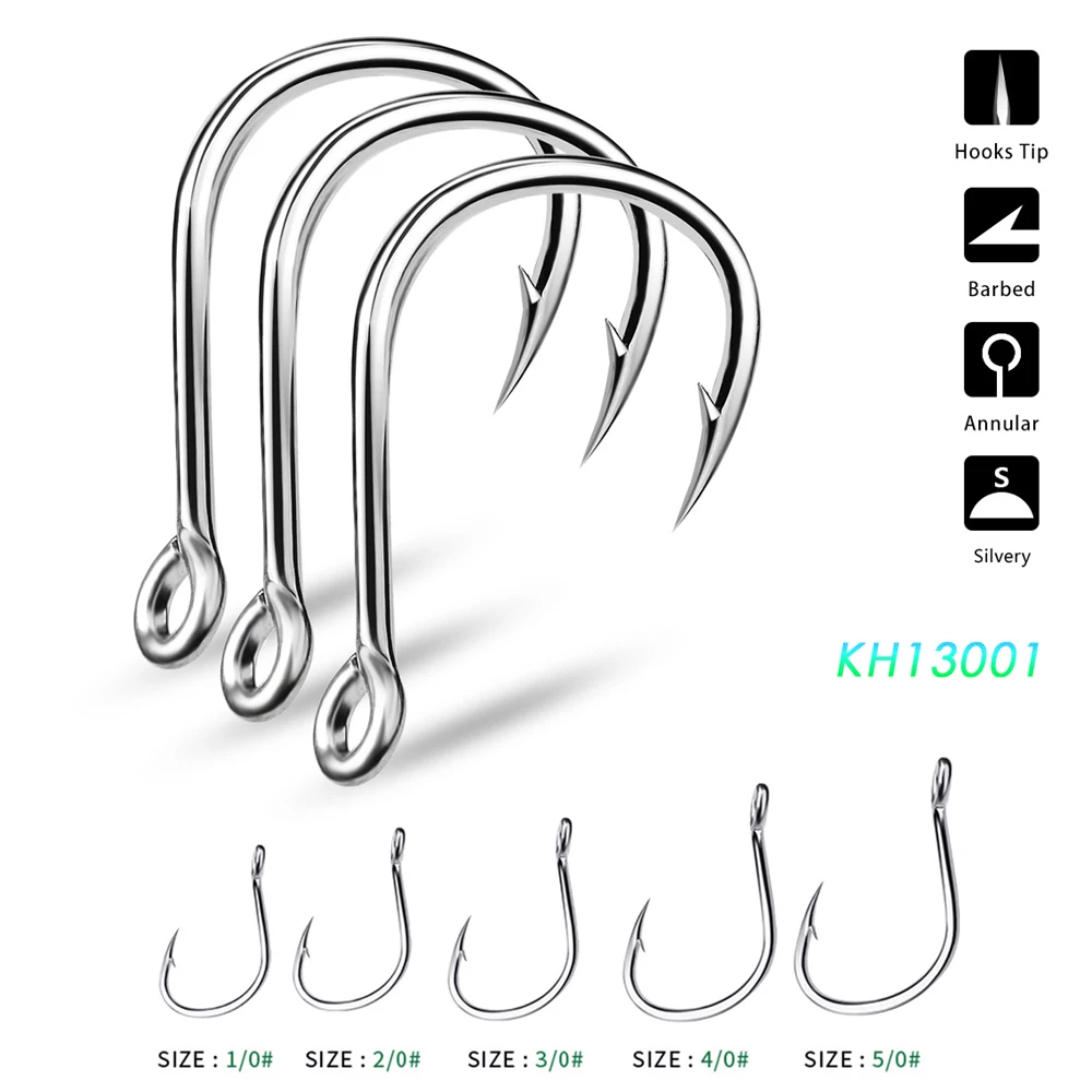 

PROBEROS 10Pcs Jig Head Fishing Hooks 1/0-5/0# Crank Barbed Fishhooks Sharped Fish Hooks High Carbon Steel Single Carp Hooks
