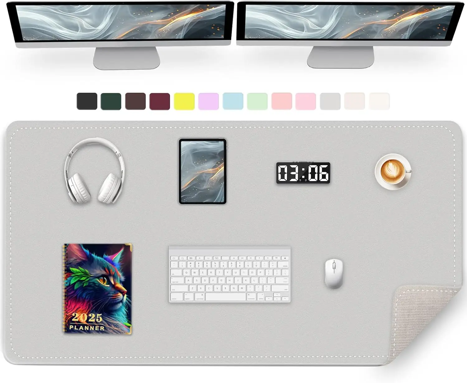 Large Desk Pad - Non-Slip PU Leather with Stitched Edges Desk Blotter, Waterproof Writing Mat / Table mat,for Keyboard and Mouse