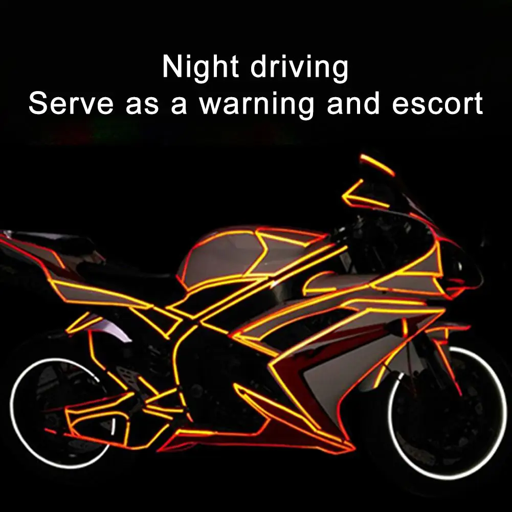 

Motorcycle Wheels Reflective Stickers Night Cycling Fluorescent Reflect Strip Adhesive Tape For Mtb Bicycle Warning Safety Decor