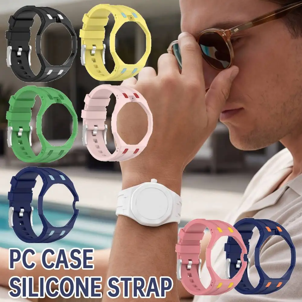 PC Case + Silicone Strap for S-watch x Royal Pop Pocket Watch Change To Wristwatch Replacement Strap Adjustable Watch Band