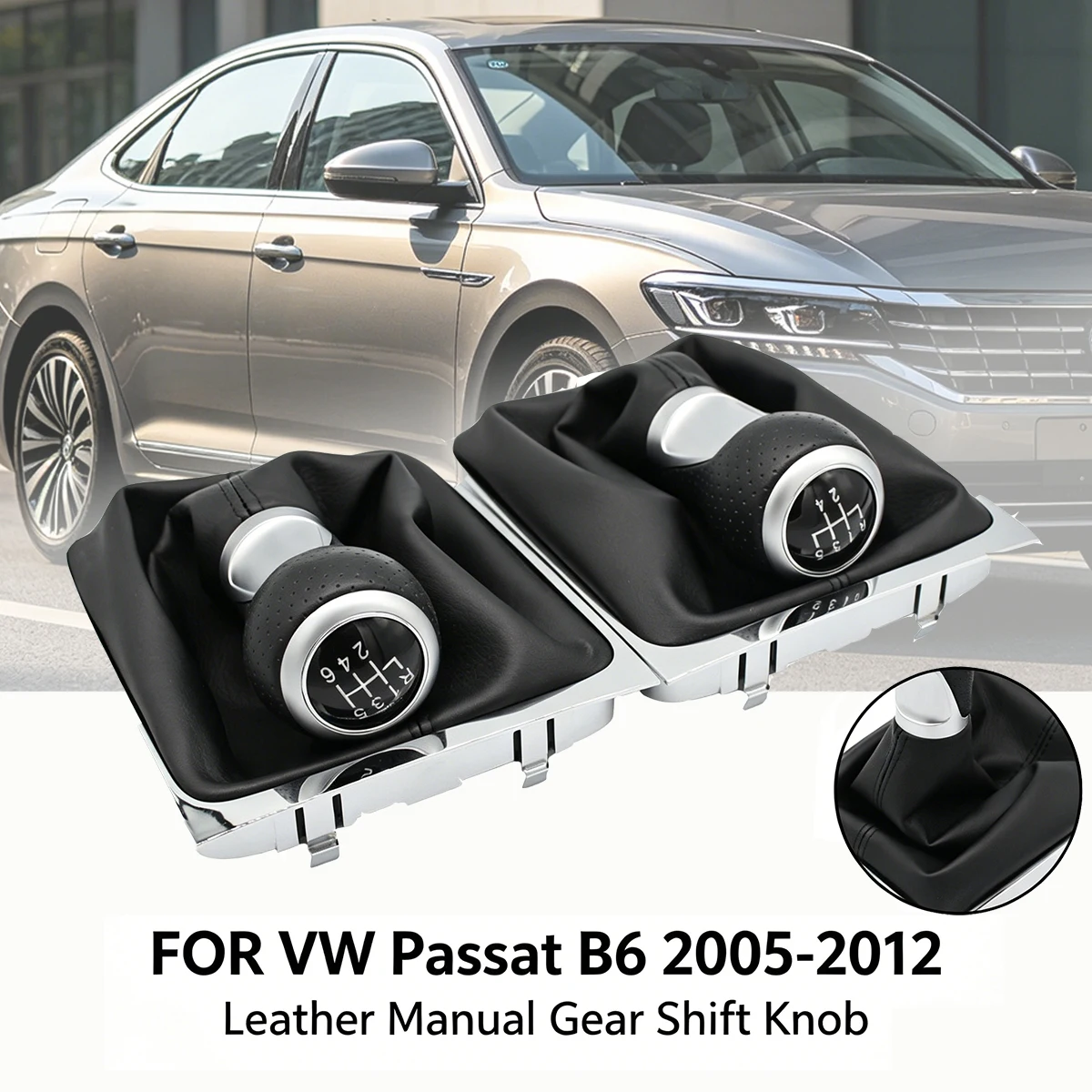 

For VW Passat B6 2005-2012 Leather Manual Gear Shift Knob Boot Cover 5/6 Speed Upgrade Shifter Gaiter Accessories