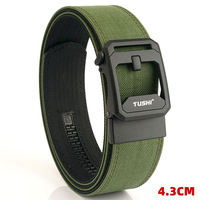 TUSHI Brand 4.3 Wide Thickened gun hanging double-layer nylon cloth belt versatile casual outdoor tactical automatic buckle mens