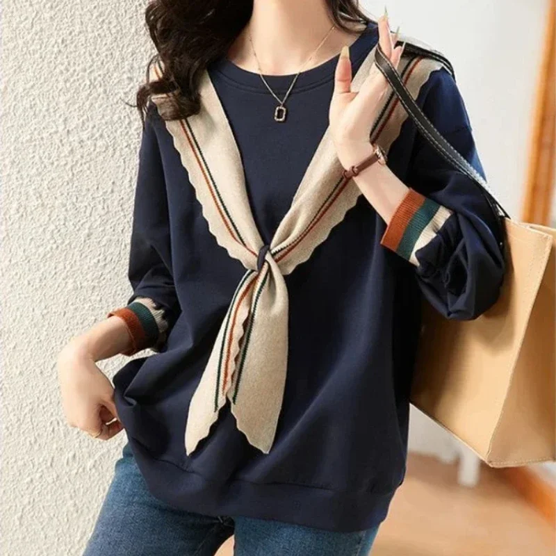 Sweatshirt for Women High Quality Baggy Korean Fashion Loose Woman Tops On Promotion Nice Color Matching M Essential E Pullover