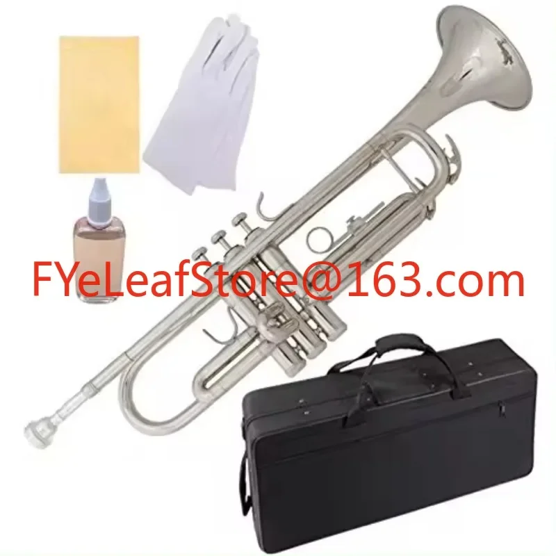 

Professional Bb silver plated trumpet instrument with canvas case for beginner