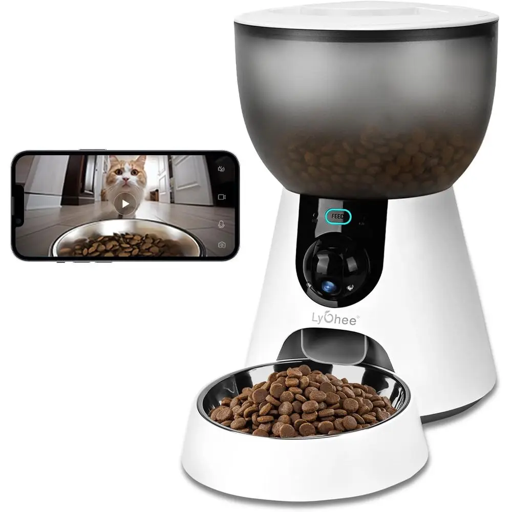 

Smart Pet Feeder with HD Camera, 5G Connectivity, Night Vision, 2-Way Audio, 4L Food Dispenser for Cats & Small Dogs