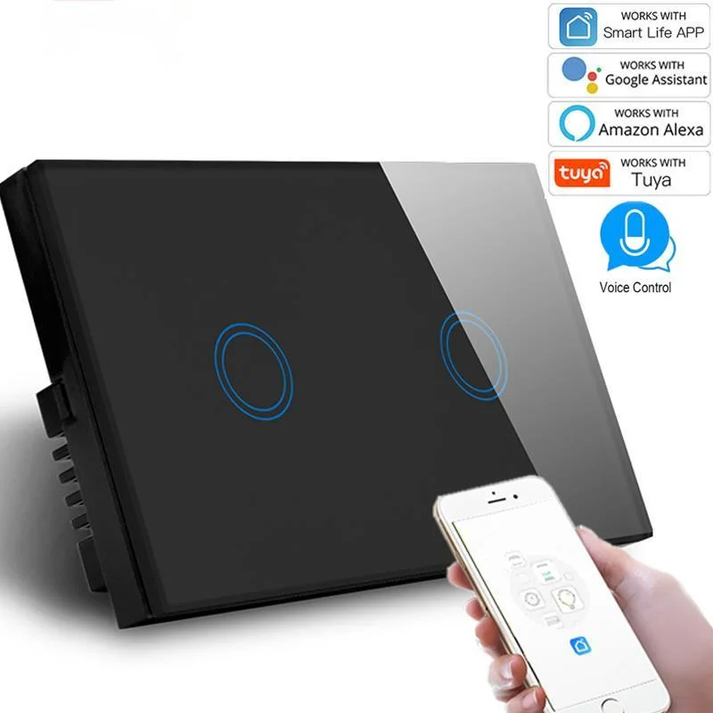 

US Standard 2 Gang WIFI Switch,APP Control Smart Switch,AC110-240V,WIFI 2.4G,Compatible With Alexa Google Assistant