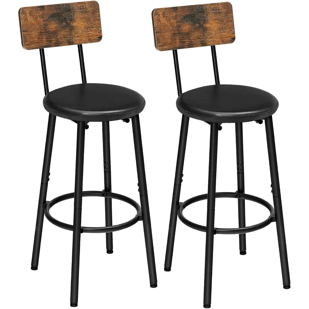 

Барные стулья, набор из 2 барных стульев с полиуретановой обивкой, стулья с подставкой для ног и спинкой, 26-барные стулья для кухонного острова