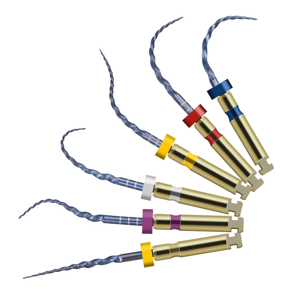 Flexible Anti-Fracture Niti Rotary Files, 6Pcs Heat-Activated Endodontic Tips for Dental Root Canal Preparation