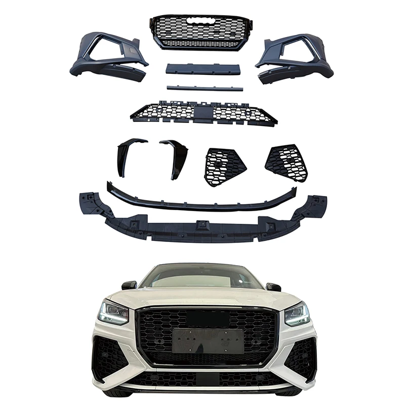 Hot Sale Facelift Auto Parts Q2 Modified to RSQ2 Front Bumper with Grille for  Q2 SQ2 2018-2021