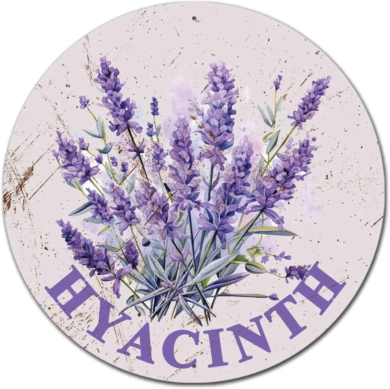 Metal Sign Tin Sign Retro Round Garden Flower Hyacinth Metal Garden Sign for Pet 12×12 Inches